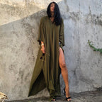 Rayon Solid Color Blouse Seaside Vacation Dress Loose Overclothes Bikini Swimsuit Robe Outer Wear Women Bella Mia