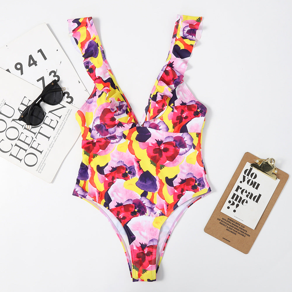 Lotus Leaf Flying Edge Women Triangle Swimsuit Bikini Swimsuit Bella Mia