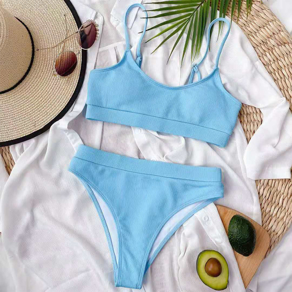 Solid Color Triangle Split Swimsuit Women Sexy Bikini Swimsuit Bella Mia