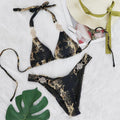 Snake Pattern Bronzing Bikini Crystal Diamond Metal Accessories Split Women Swimsuit Vacation Swimsuit Bella Mia