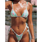 Fresh Printed Rhinestones Three Point Strap Sexy Bikini Split Swimsuit Bella Mia