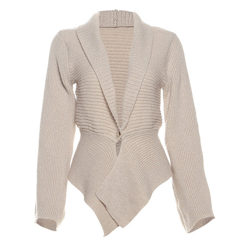 Autumn Winter Women Clothing Deep V Plunge neck Sexy Hollow Out Cutout Loose Sweater Cardigan Coat Bella Mia