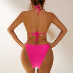 New Bikini Sexy Crystal Diamond Chain Split Women Swimsuit Solid Color Lace-up Bikini Bella Mia