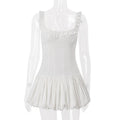 Women Clothing Summer Sexy High Sense Elegant Low Cut Pleated Tulle Tutu Dress Women Bella Mia