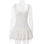 Women Clothing Summer Sexy High Sense Elegant Low Cut Pleated Tulle Tutu Dress Women Bella Mia