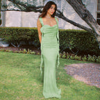 Summer Internet Celebrity Same Lace Strap Backless Dress Fashionable Ruffled Ribbon Dress Bella Mia