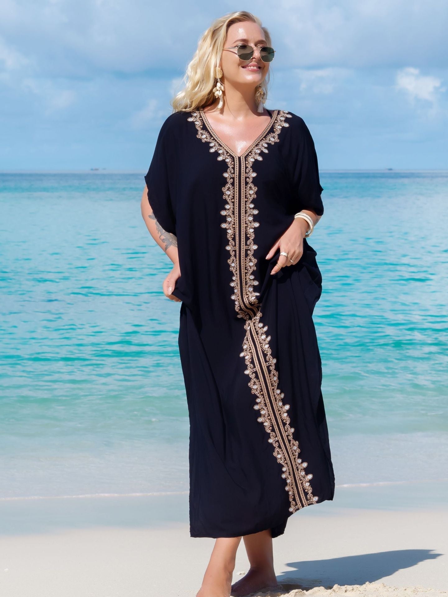 Rayon Eyelet Embroidered Robe Vacation Casual Beach Bikini Cover Bella Mia