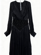 Elegant Long Sleeve Solid Color Diamond Dress Autumn High Grade Waist Slimming Dress Women Bella Mia