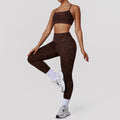 Leopard Print Tight Yoga Women High Waist Hip Raise Pants Thin Strap Beauty Back Exercise Bra Fitness Two Piece Sets Bella Mia