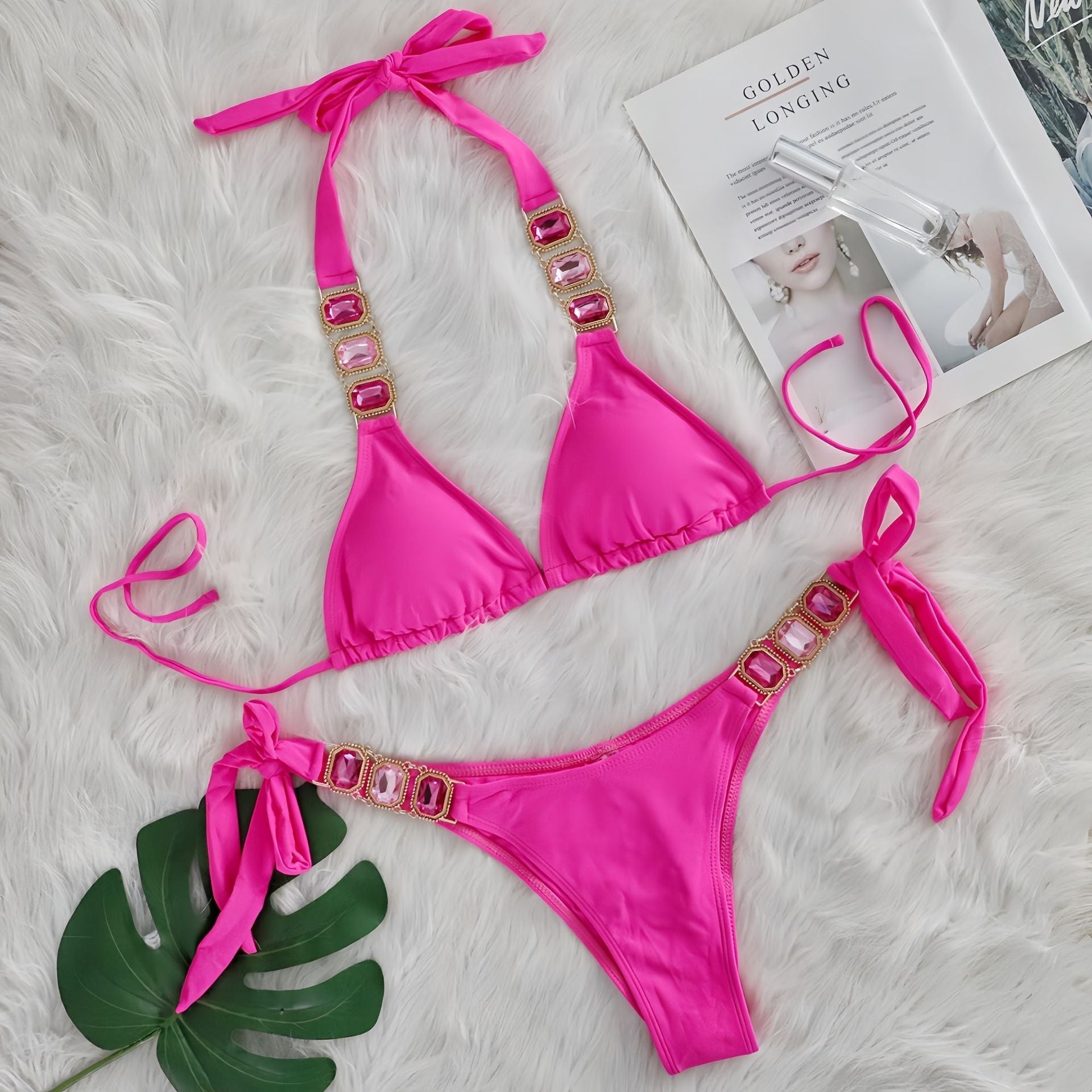 Crystal Diamond Bikini Sexy Women Split Bandage Swimsuit Beach Vacation Swimsuit Bella Mia