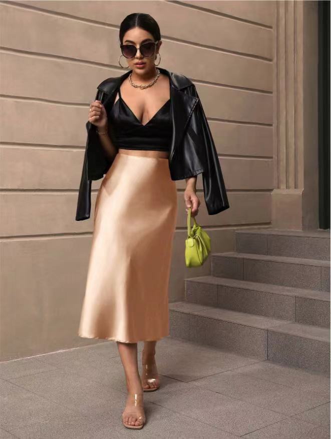 Hip Wrapped Fishtail Skirt Satin Mid Length Skirt Autumn Women Clothing Direct Bella Mia