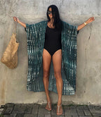 Rayon Printed Beach Cover-up Sexy Cardigan Belt Sun Protection Shirt Beach Cover Up Bella Mia