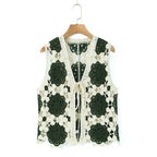 Spring Arrival Contrast Color Crocheted Top Comfort Casual Women Clothing Hong Kong Retro Hollow Out Cutout Design Vest Bella Mia