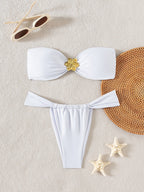Bikini Solid Color Tube Top Sexy Split Bikini Swimsuit Women Bella Mia