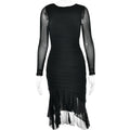 Autumn Sexy Trend Round Neck Slim Fit Long Sleeved Mesh Stitched Backless Sheath Dress Bella Mia