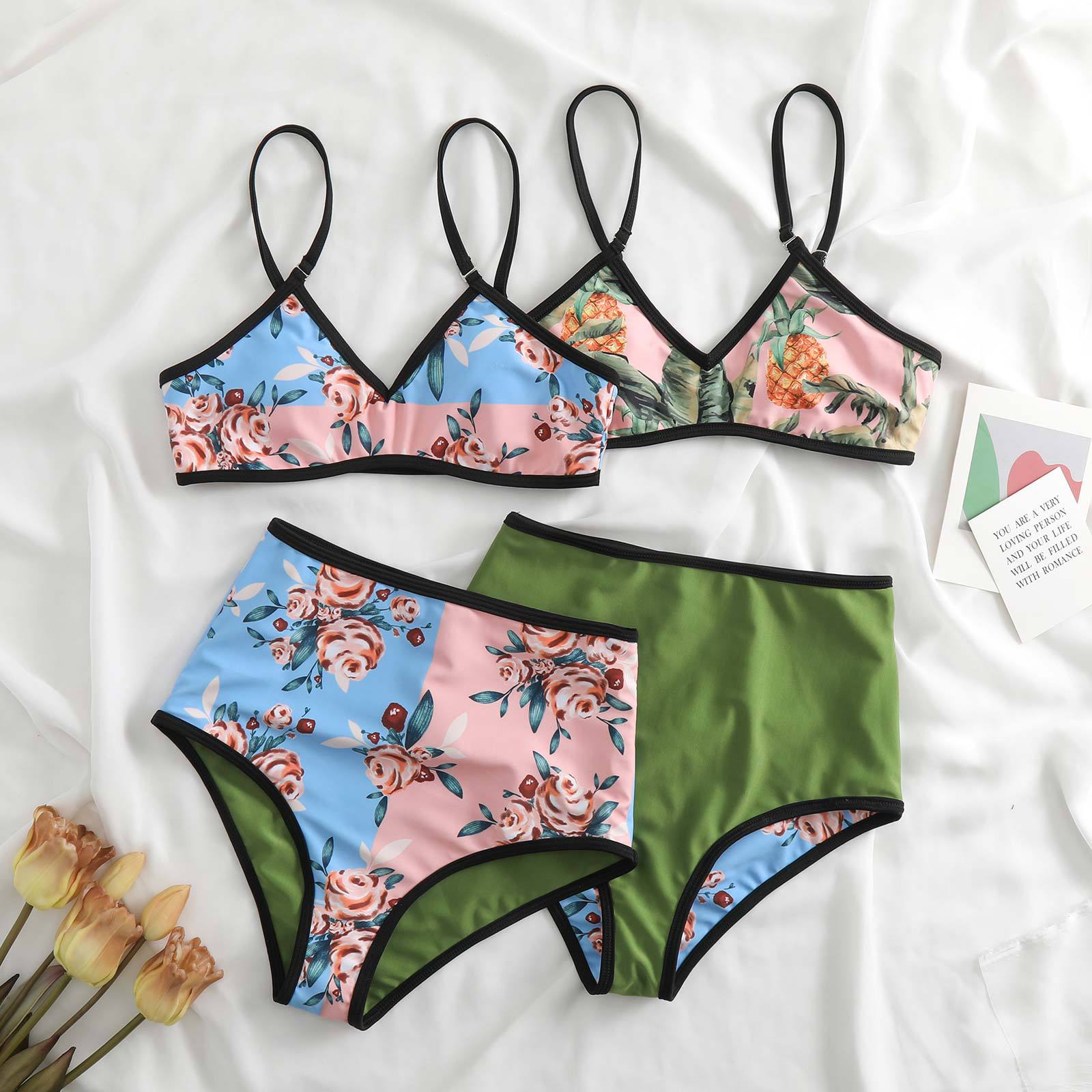 Split Double Sided Three Piece Set Retro Swimsuit Swimsuit Lace up Sand Bella Mia