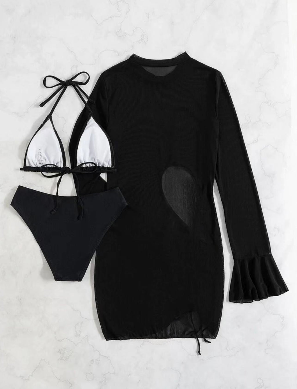First See Clothing Bikini Three Piece Swimsuit Women Sexy Solid Color Slimming Blouse Swimsuit Bella Mia