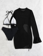 First See Clothing Bikini Three Piece Swimsuit Women Sexy Solid Color Slimming Blouse Swimsuit Bella Mia