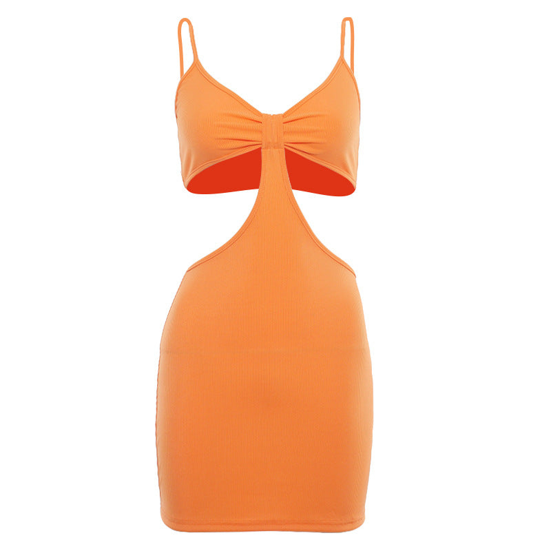 Women Clothing Spring Summer Solid Color Spaghetti Straps Corset Hollowed out Short Dress Bella Mia