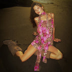 Summer Women Sexy Waist Trimming Suspender Leopard Print Dress Women Bella Mia