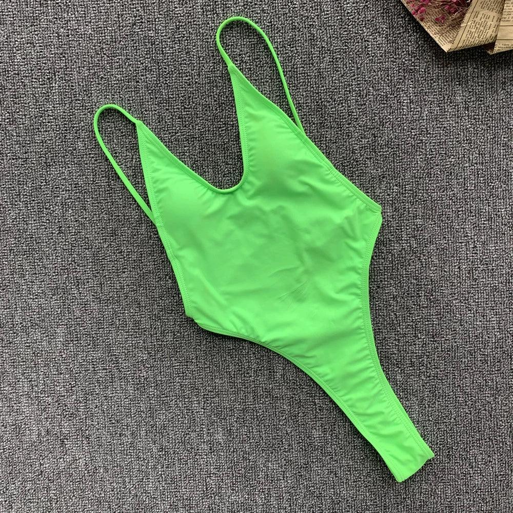 String Open Back Sexy Triangle Bikini Women's Sexy T-Back One-Piece Swimsuit Beach Hot Spring Swimsuit 194
