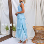 Summer Women Clothing Solid Color Elegant Graceful Ruffled Dress Bella Mia