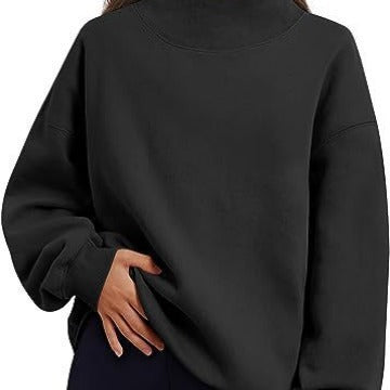 Women Autumn Winter Casual Fleece Shirt Women Thick Half Turtleneck Loose Sweatshirts Bella Mia