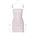 Women Clothing Fresh Sweet Sexy Wrapped Chest Sheath Tied Back All Match Floral Dress Bella Mia