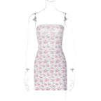 Women Clothing Fresh Sweet Sexy Wrapped Chest Sheath Tied Back All Match Floral Dress Bella Mia