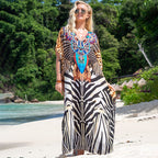Printed Robe Seaside Holiday Sun Protection Shirt Beach Dress Bikini Swimsuit Blouse Outer Wear Bella Mia