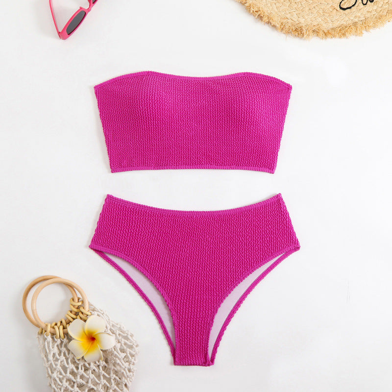 Swimsuit Women Split Solid Color Special Fabric Sexy Tube Top Bikini Swimsuit Bella Mia