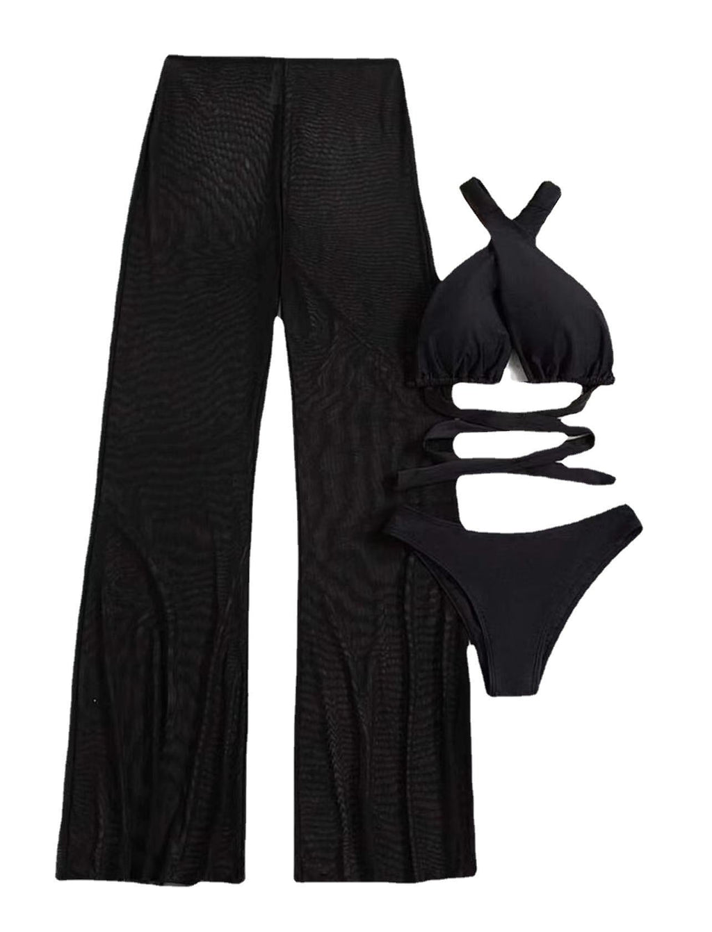 Sexy Backless Transparent Three Piece Set Bella Mia