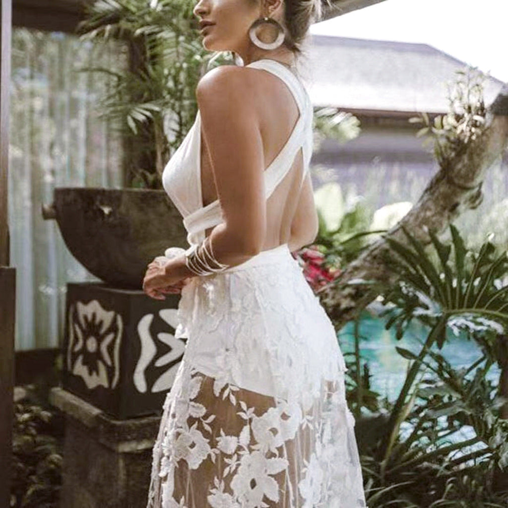 Spring Summer Women Clothes Dress Sexy Lace Cutout Backless Beach Maxi Dress Bella Mia