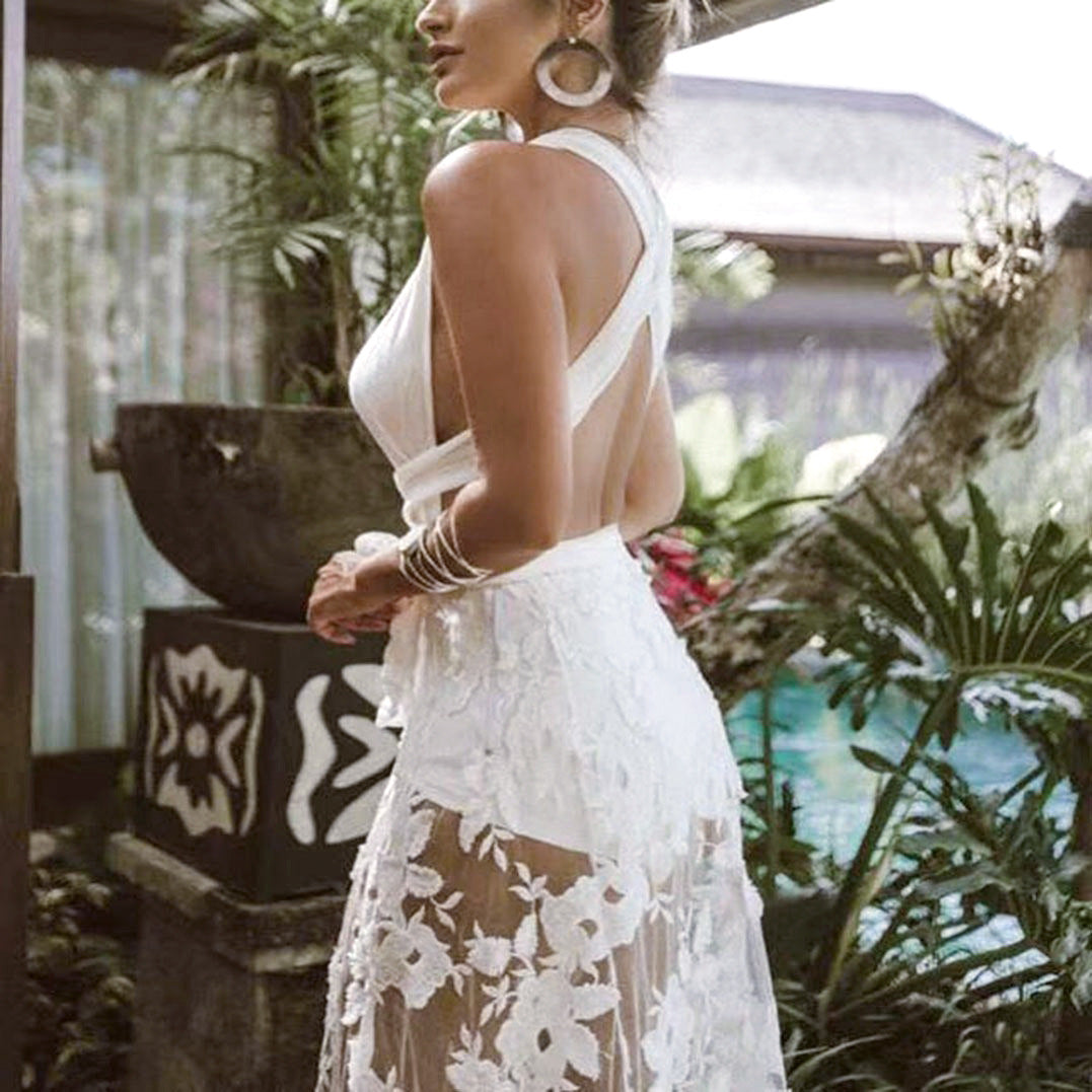 Spring Summer Women Clothes Dress Sexy Lace Cutout Backless Beach Maxi Dress Bella Mia
