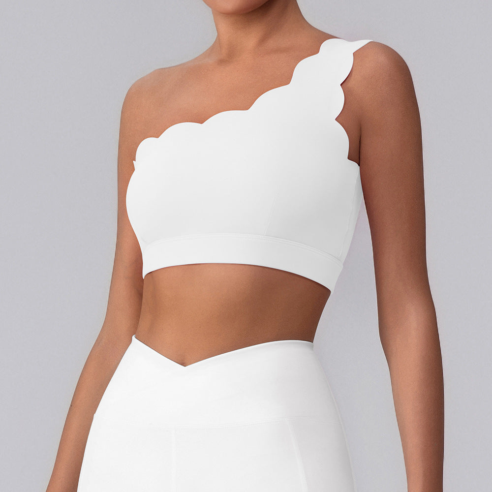 Nude Feel Lace with Chest Pad Yoga Jacket Medium Tenacity Shockproof Fitness Vest Shoulder Belt Sports Bra Bella Mia