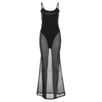 Spring Summer Women Sexy See through Sling High Waist Figure Flattering Sheath Dress Bella Mia