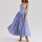 Sexy Printing Slip Dress Summer Slim Fit Backless Maxi Dress Elegant High Sense Summer Beautiful Dress Bella Mia