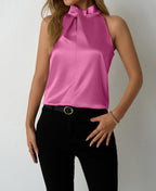 Women Clothing Spring Summer Satin Vest Spring Summer V neck Casual Spaghetti Strap Camisole Top Bella Mia