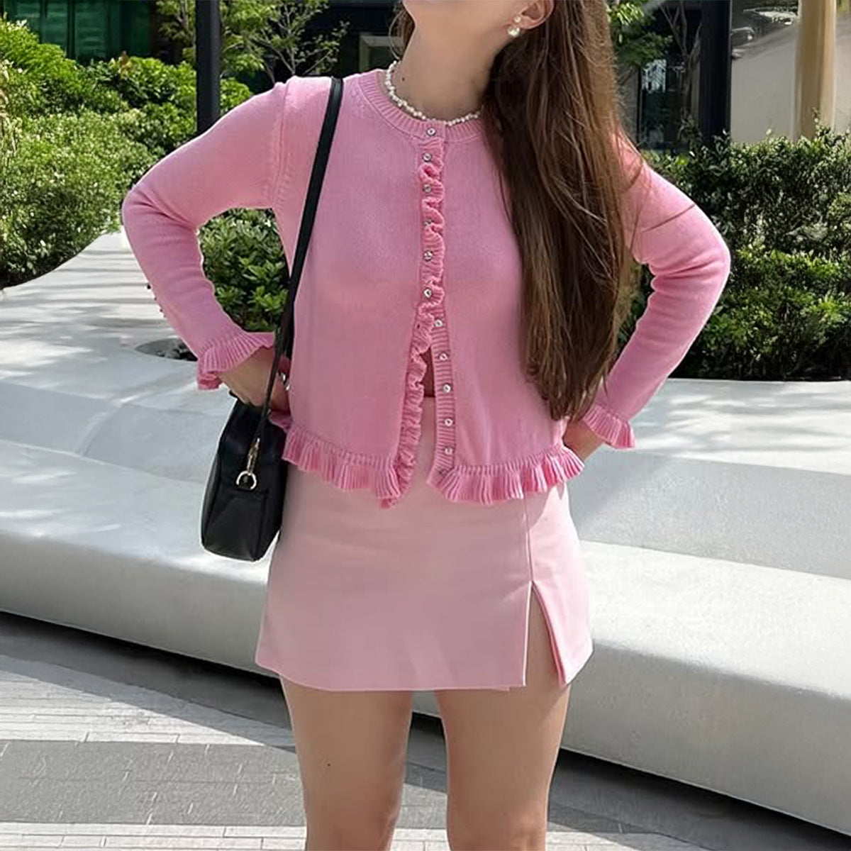 Casual Vacation Solid Color Wool Button Long Sleeved Top Sweaters Women Clothing Autumn Winter Bella Mia