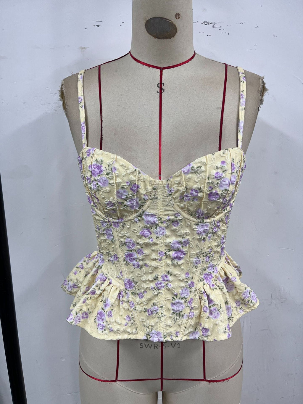 Spring Summer Floral Irregular Asymmetric Ruffled Light Slimming Sexy Backless Lace up Wrapped Chest Bella Mia