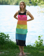 Knitted Wide Horizontal Color Pattern Vest Dress Holiday Casual Beach Bikini Cover Bella Mia