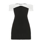 Off Neck off the Shoulder Bow Contrasting Color Dress Air Layer Three Dimensional Waist Controlled Tube Top Short Dress Women Bella Mia