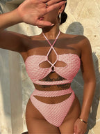 Luoguo Bikini Beige Sexy Swimsuit Women Split Drawstring Swimsuit Bella Mia