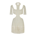 One Piece Hollow Out Cutout Beach Dress Set Sexy Waist Hollow Out Cutout out Seaside Vacation Tassel Summer Bella Mia