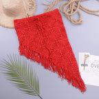Spring Summer Women Clothing Sexy See-through Hollow Out Cutout Knitted Dress Open Oblique Tassel Beach Skirt Bella Mia