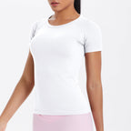 Women Short Sleeve round Neck Exercise T shirt Running Fitness Top Skin Friendly Slim Breathable Yoga Short Sleeve Bella Mia