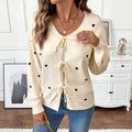 Autumn Winter Sweet Cute Love Pattern V neck Lace up Cardigan Sweater Coat Bella Mia