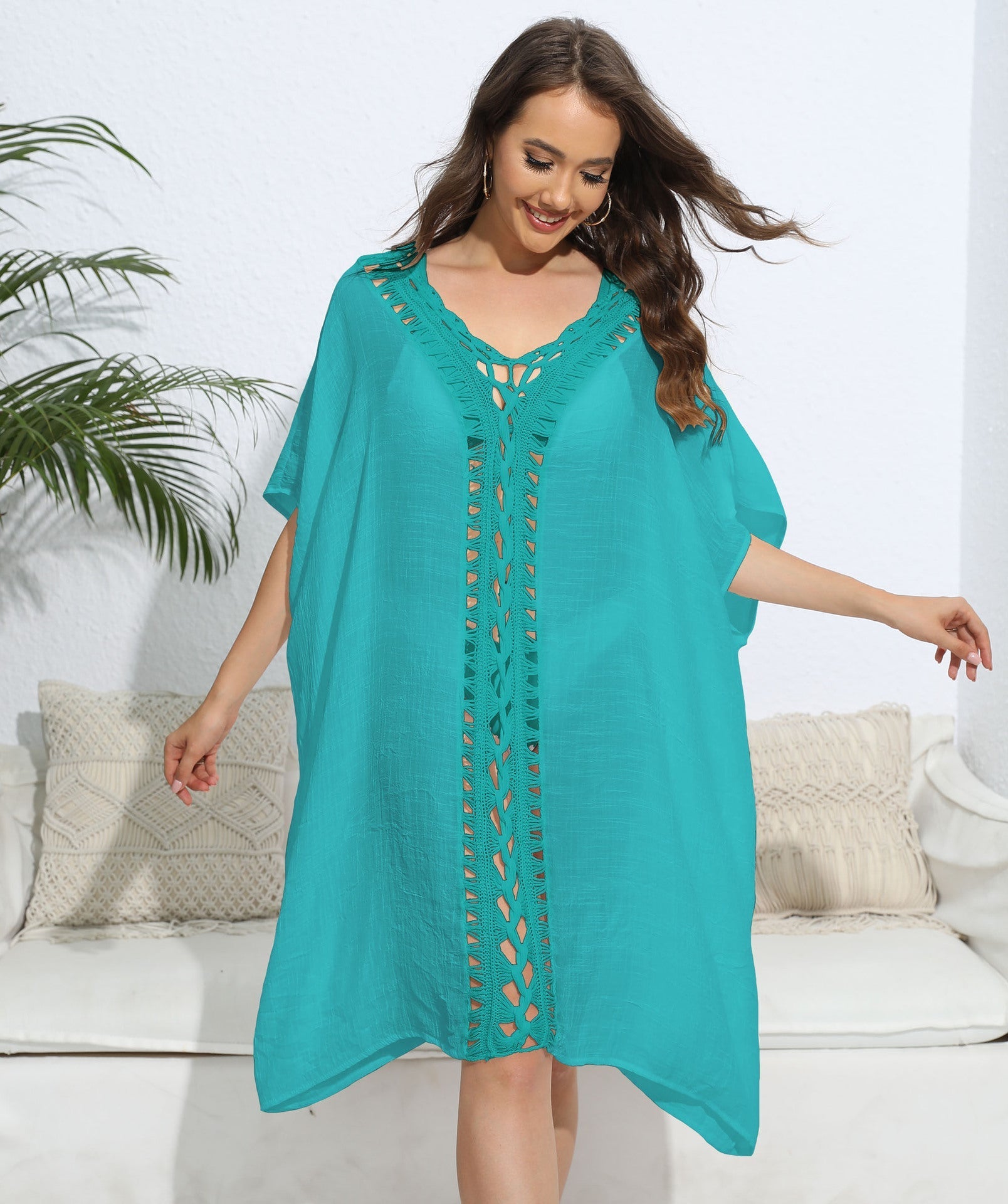 Women Blouse Women Clothing Crochet Stitching Loose Dress Beach Bikini Cover up Bella Mia