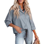 Women Shirt Autumn Comfort Satin Gravel Pattern Long Sleeve Loose Women Top Bella Mia