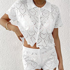 Women Two Piece Sets Beach Cover up Women Clothing Polo Collar Top Mini Hip Pants Shorts Two Piece Sets Bella Mia